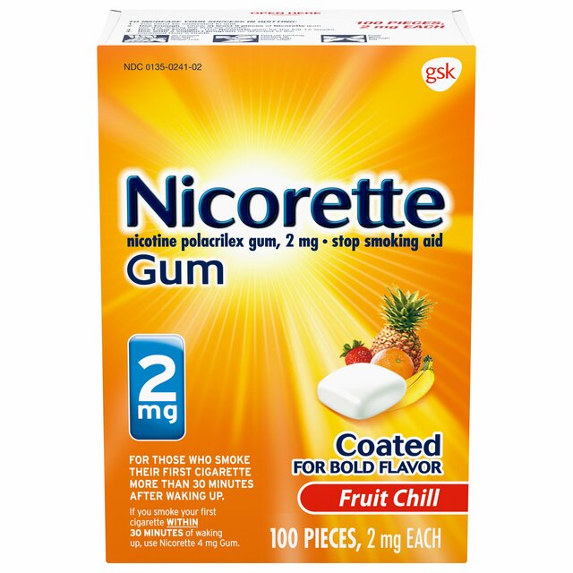 Nicorette Gum 2 mg, Fruit Chill 100 Count