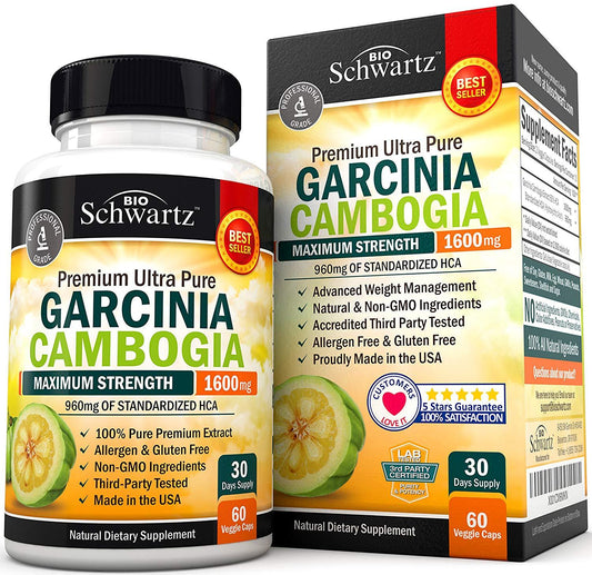 BioSchwartz Premium Ultra Pure Garcinia Cambogia Maximum Strength 1600mg (60 Veggie Caps)