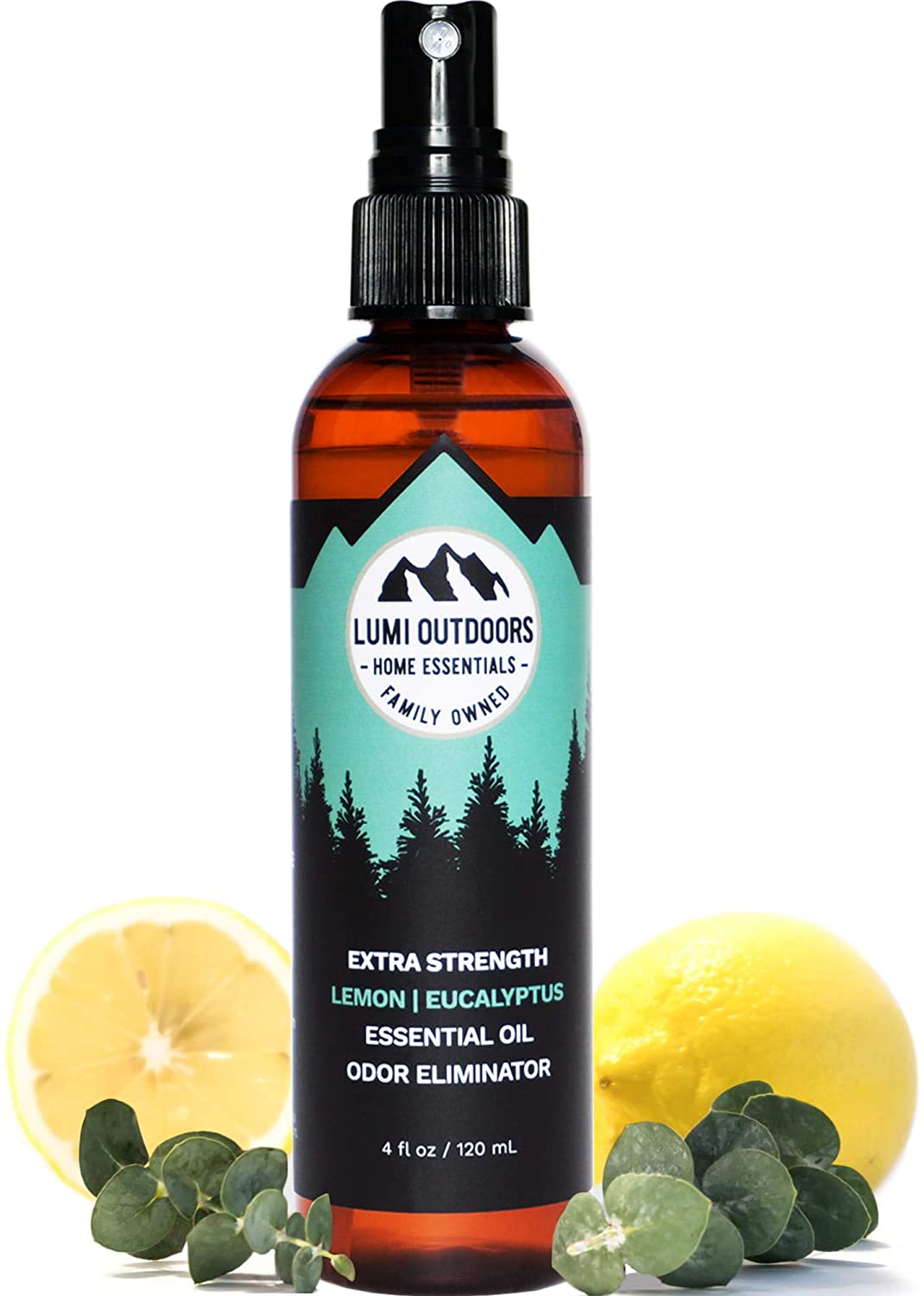 Lumi Outdoors Extra Strength Lemon Eucalyptus Essential Oil Shoe & Foot Odor Eliminator, 4 fl.oz / 120 ml