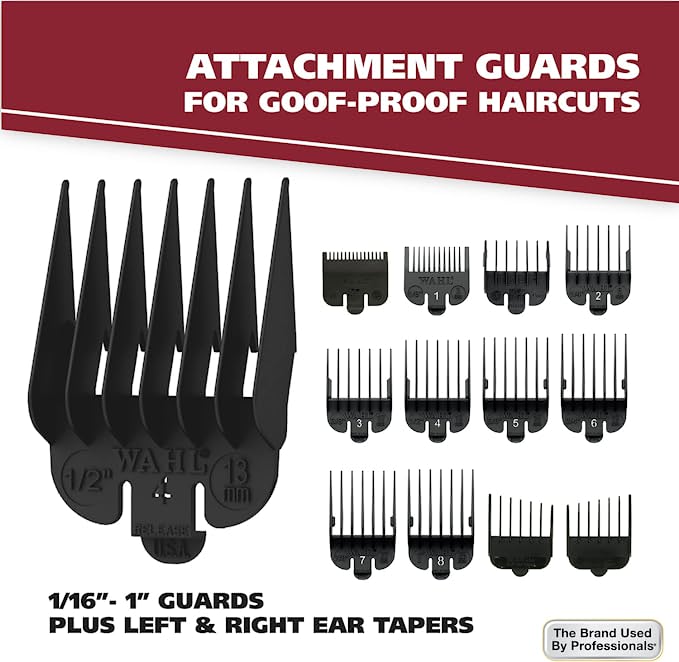 Wahl  Rechargeable Hair Clipper With Guards Model 79434 Hair Cutting Kit Premium Finishing Tools