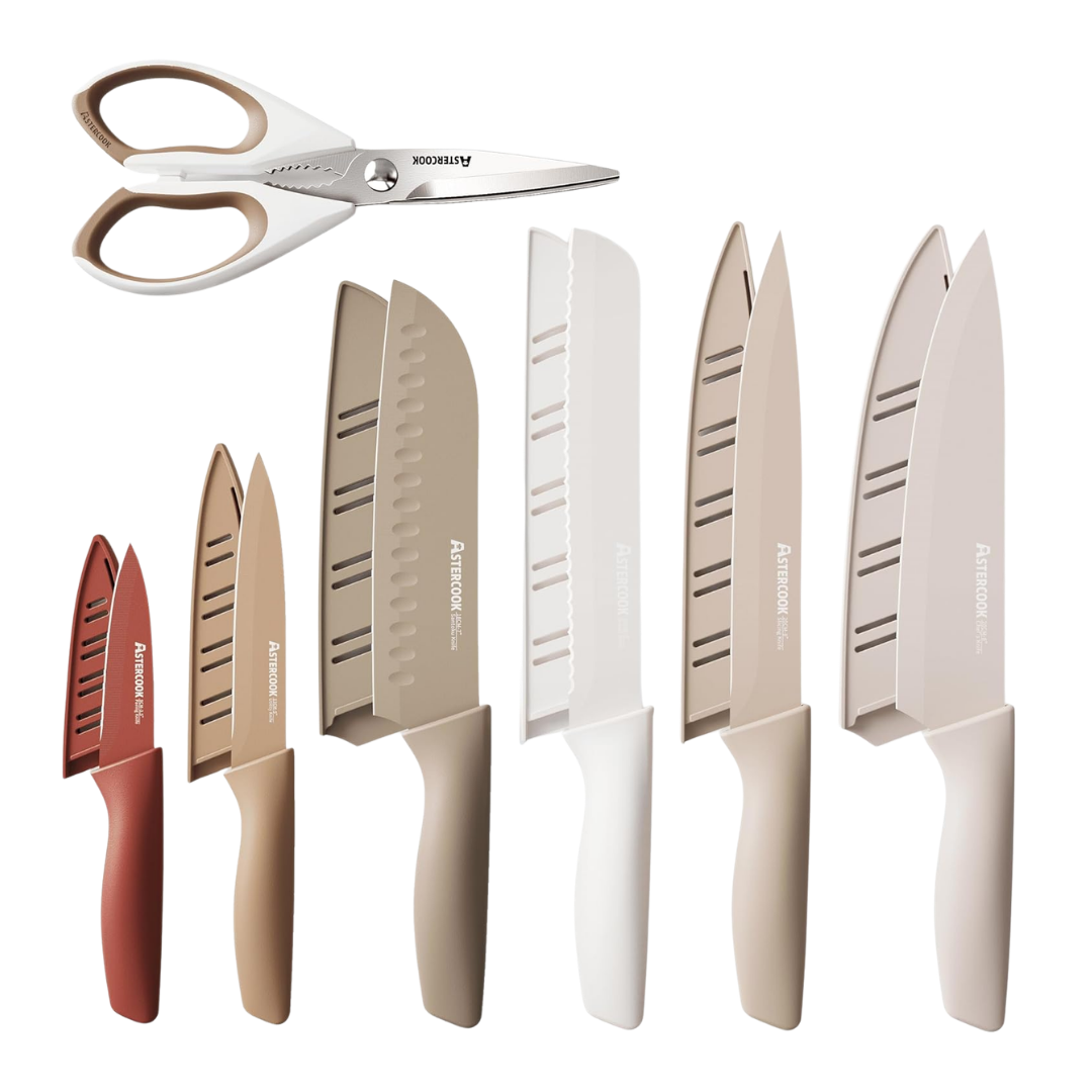 Astercook 13-Pieces Kitchen Knives Set with Sheath