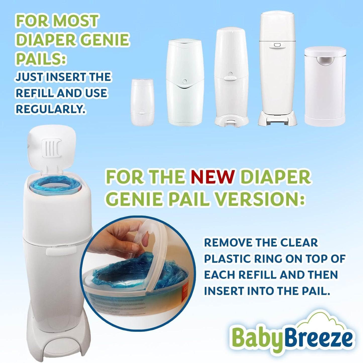 BabyBreeze Diaper Pail Refill Bags 280 Diaper Each (5 Count)
