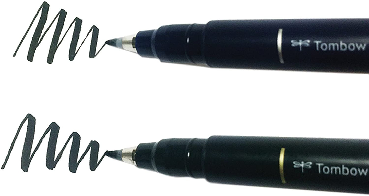 Tombow 62038 Fudenosuke Brush Pen, 2-Pack. Soft and Hard Tip for Calligraphy and Art Drawings
