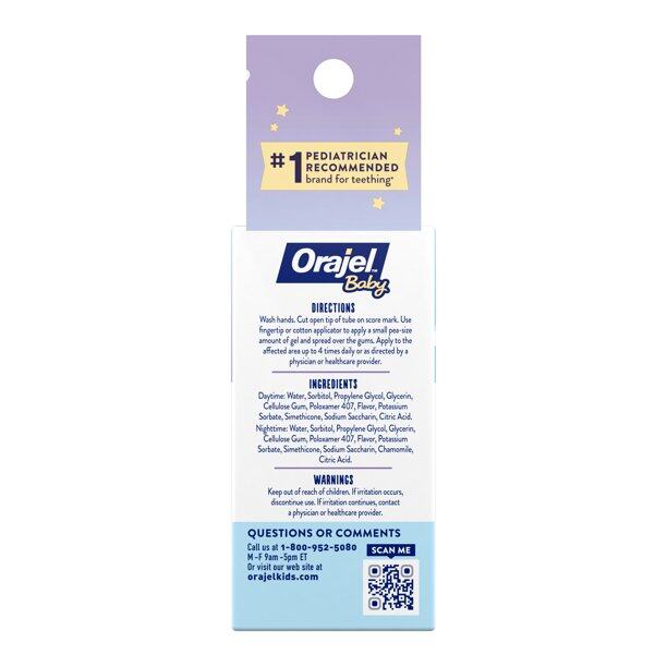 Orajel Baby Daytime & Nighttime Cooling Gels for Teething (TWIN PACK), 0.18 oz. / 5.1g each