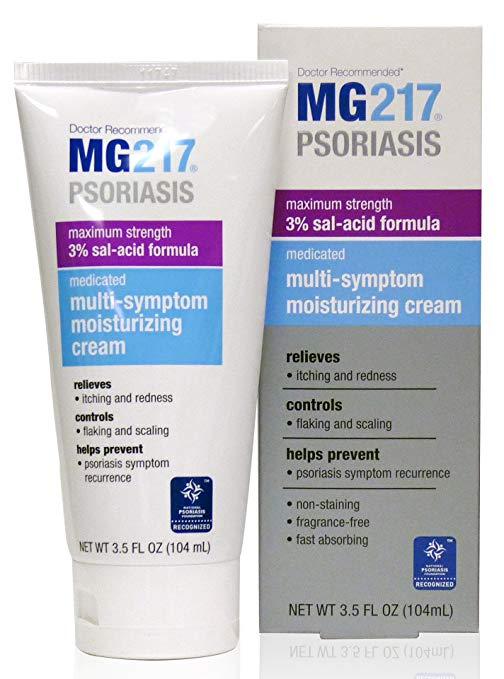 MG217 Psoriasis Cream, 3% Salicylic Acid Multi-Symptom Moisturizing Psoriasis Cream, 3.5 Fluid Ounce No Box