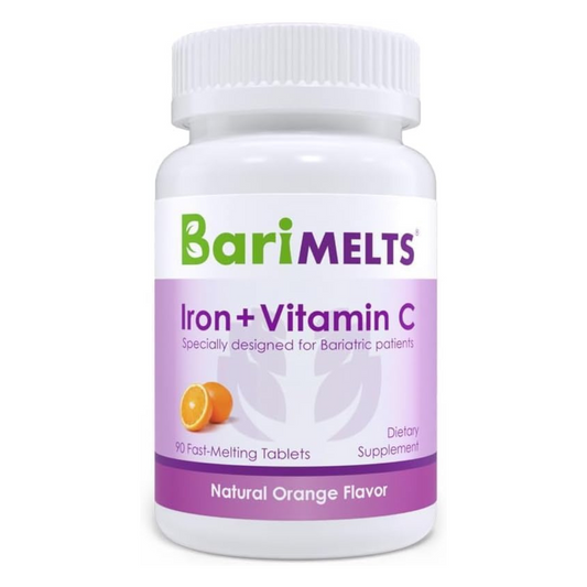 Barimelts Iron + Vitamin C Supplement Natural Orange Flavor 90 Fast-Melting Tablets