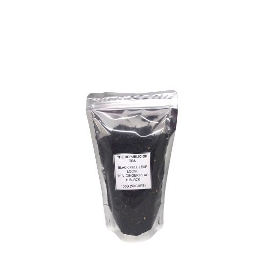 Trial Size The Republic of Tea Black Full-Leaf Loose Tea, Ginger Peach Black 100g, 50 cups PACKAGING MAY VARY