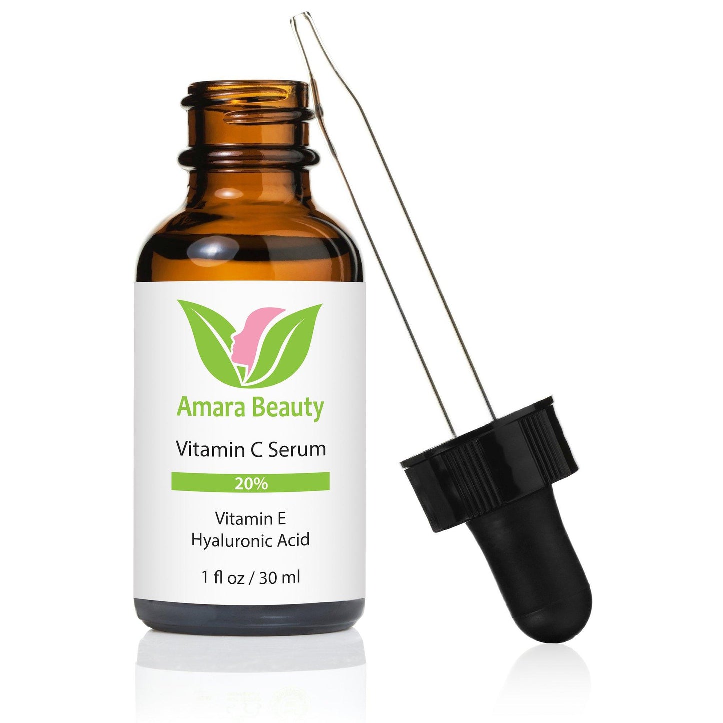 Amara Beauty Vitamin C Serum for Face 20% with Hyaluronic Acid & Vitamin E, 1 fl. oz.