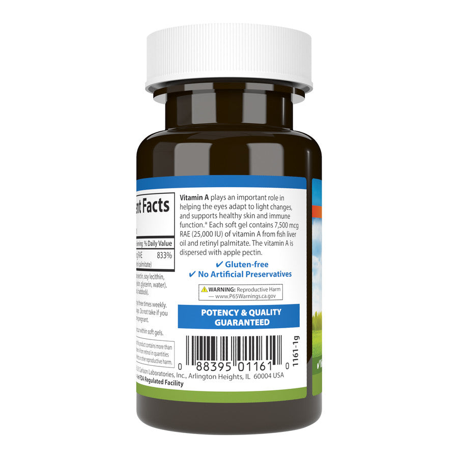 Carlson Vitamin A 25,0000 Ui With Pectin (7.500 mcg RAE) 100 Soft Gels