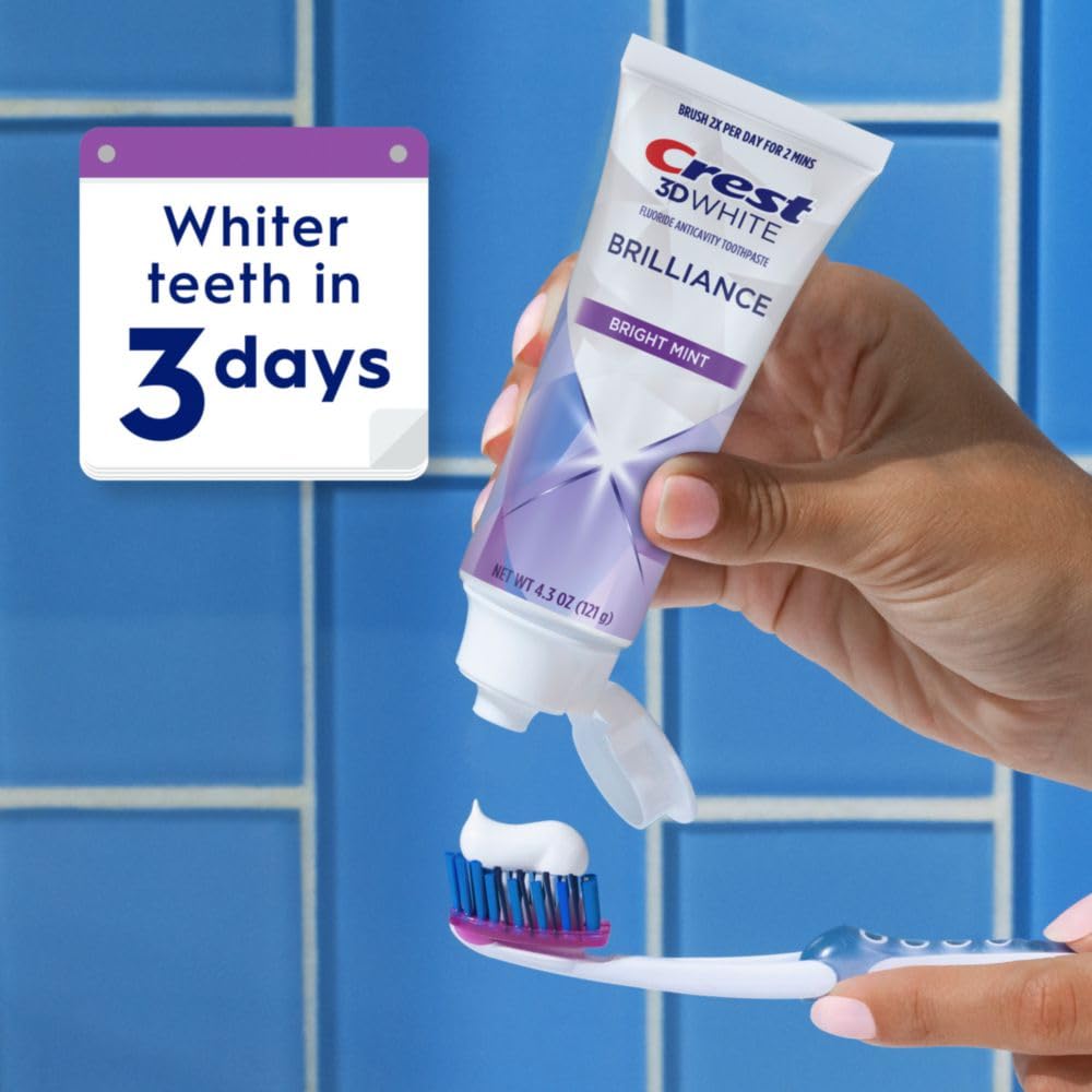 Crest 3D White Brilliance Teeth Whitening Toothpaste, Bright Mint, 121 g /  4.3 oz