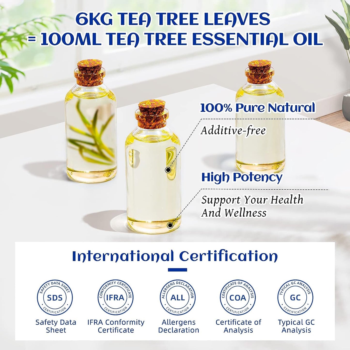 Hiqili Tea Tree Essential Oil Terapeutic Grade 100% Pure and Natural - 3.38 fl oz / 100ml