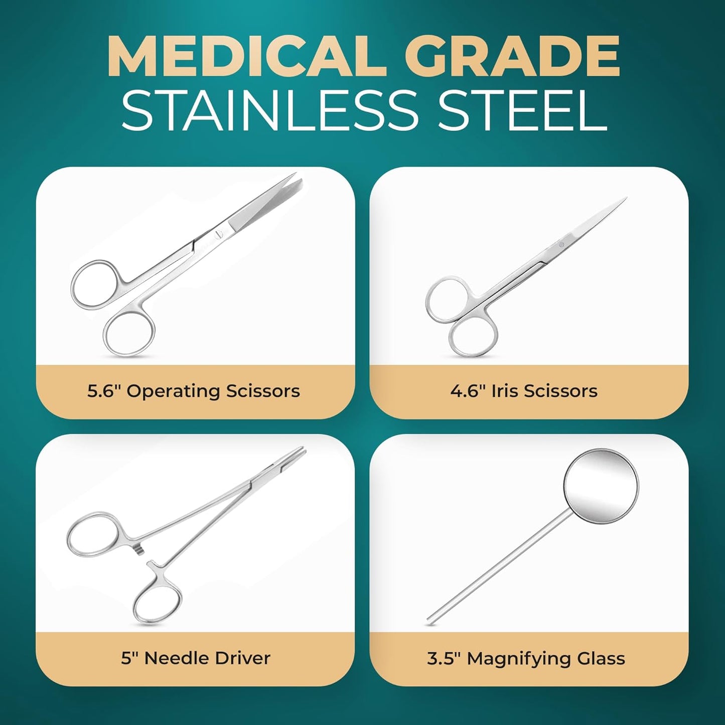 InstaSkincare Advanced Stainless Steel Dissection Kit, 38 Tools