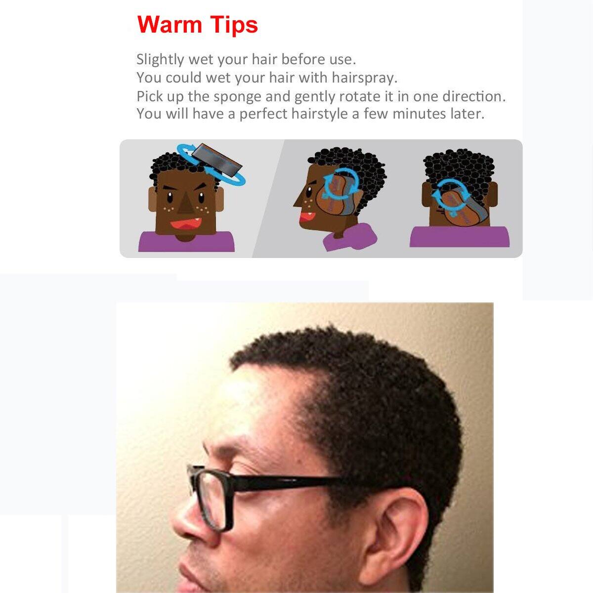 RioRand Hair Sponge Magic Barber Twist Curl Brush Sponge Dreads Comb Care Tool, Pyramid Black