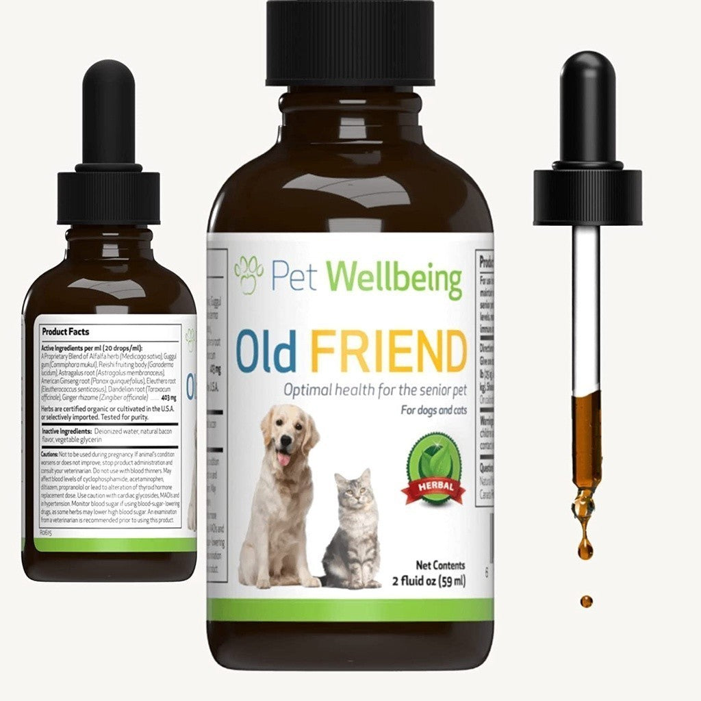 Pet Wellbeing Old Friend Optimal Health For Senior Dogs and Cats, 2 oz
