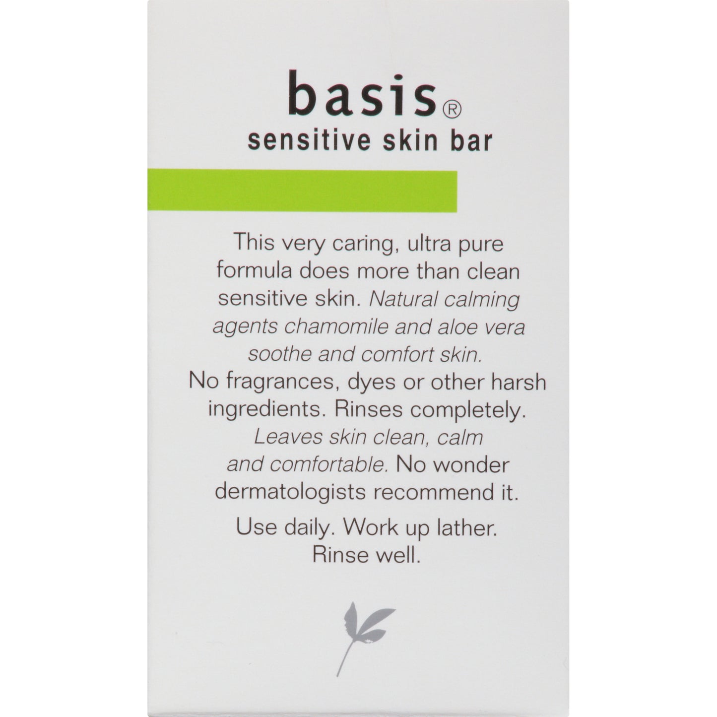 Basis Sensitive Skin Bar Soap with Chamomile and Aloe Vera, 4 oz. / 113 g