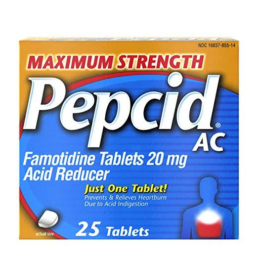 Pepcid AC Maximum Strength 20 mg Acid Reducer Tablets All-Day Heartburn Relief Medicine, 25 Count