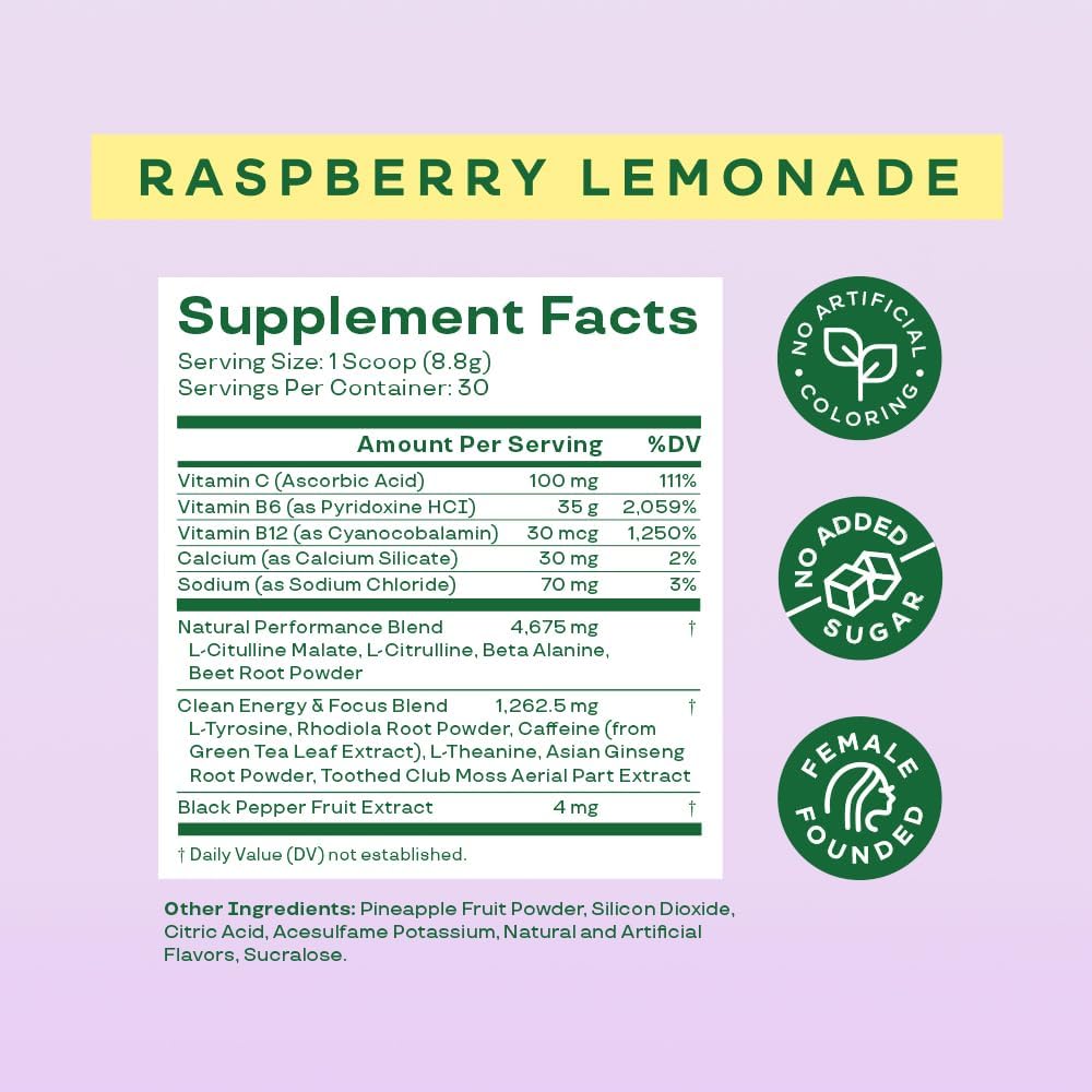 Bloom High Energy Pre-Workout Raspberry Lemonade 30 Servings 8.8oz / 249g