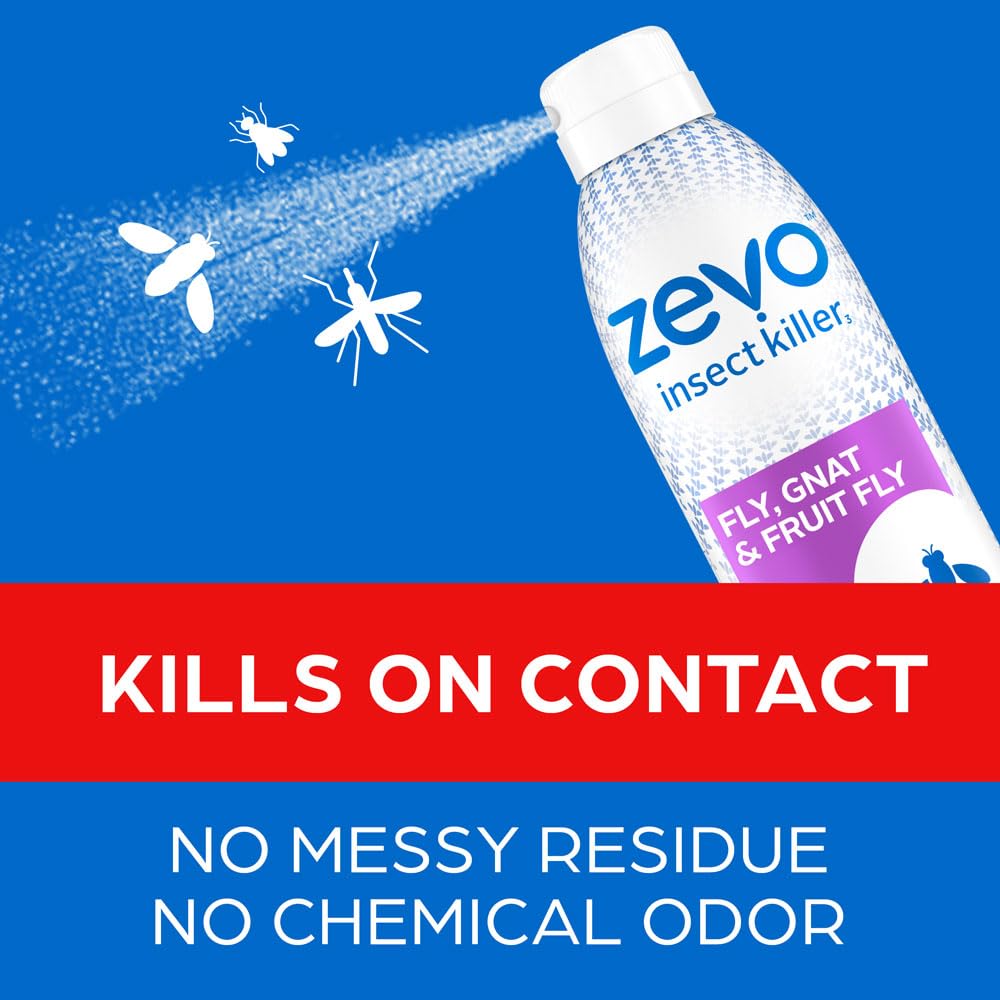 Zevo Insect Killer Fly, Gnat And Fruit Fly, No Chemical Odor And Messy Residue, 10oz / 283g