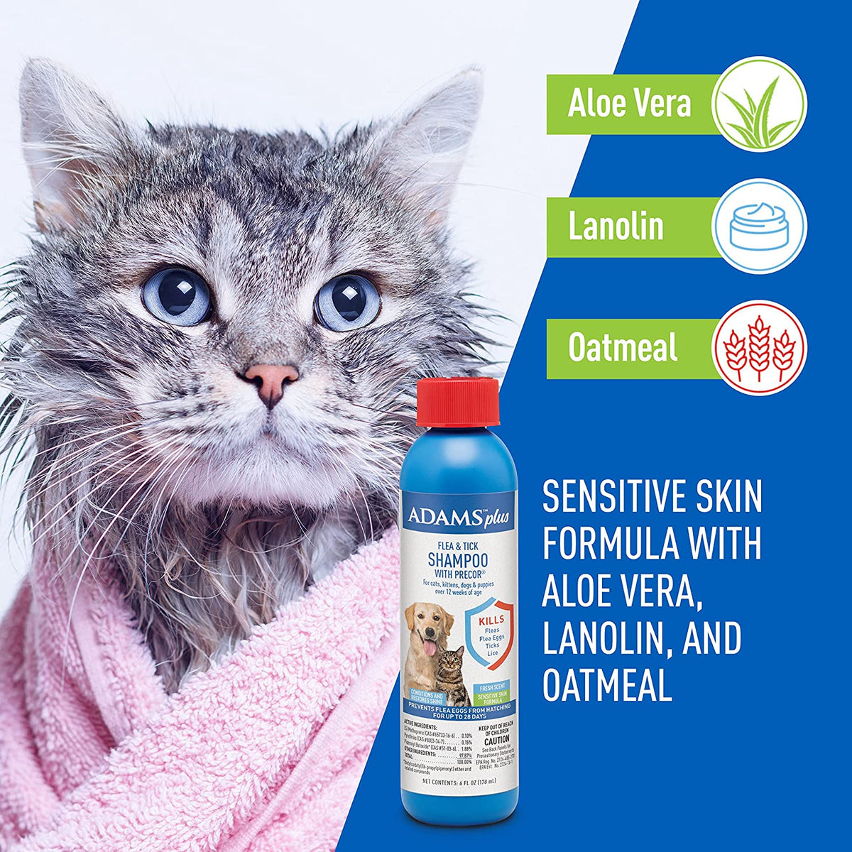 Adams Plus Flea & Tick Shampoo with Precor Fresh Scent, 6 oz / 178 ml