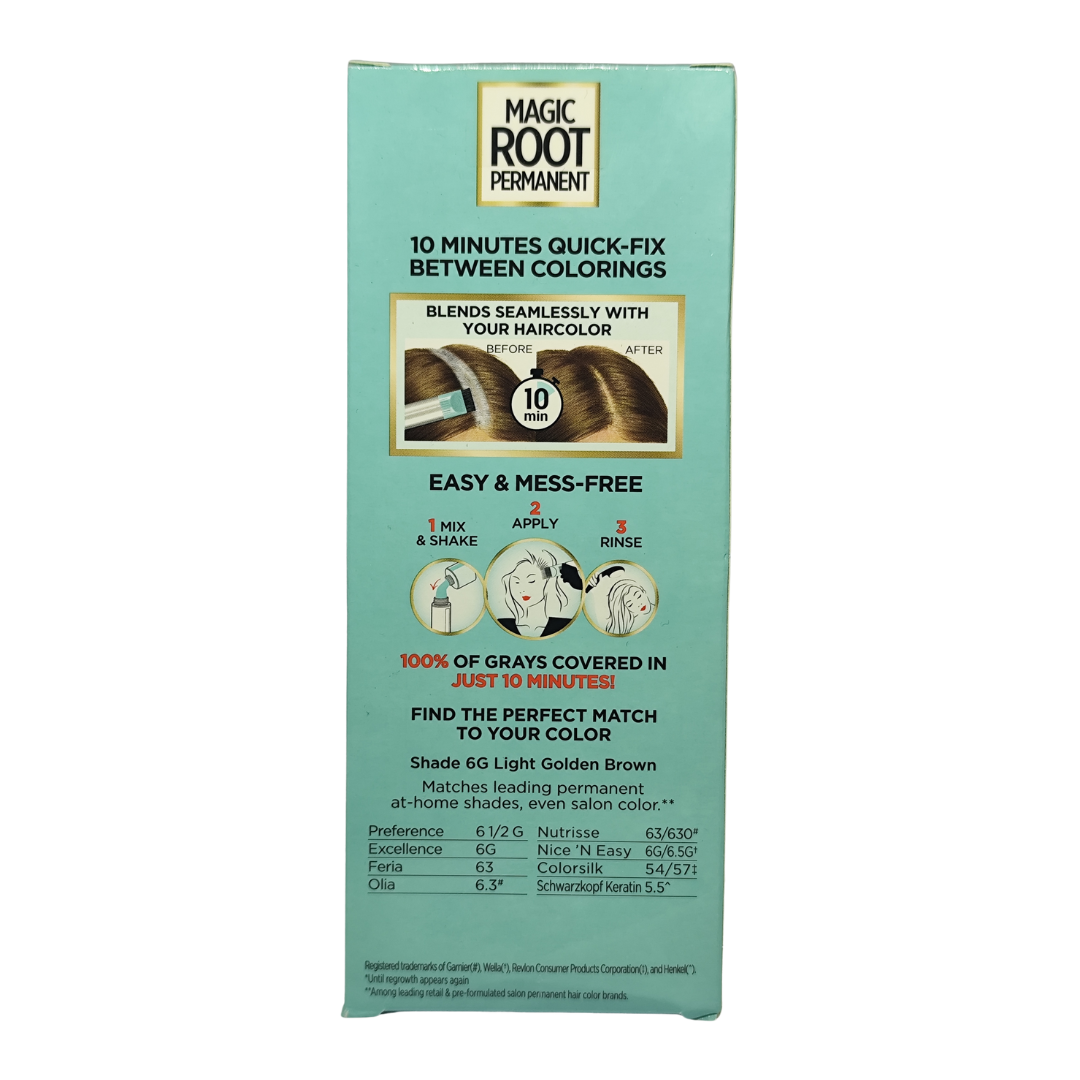 Loreal Paris Magic Root Permanent Hair Color, 6G Light Golden Brown, No-Mess Applicator