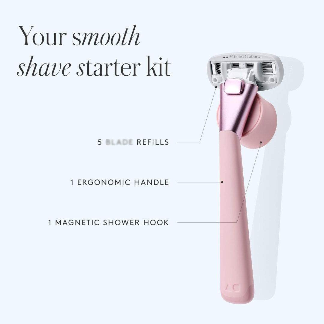 Athena Club Women's Razor Handle with 5 Blade Refills, Rose