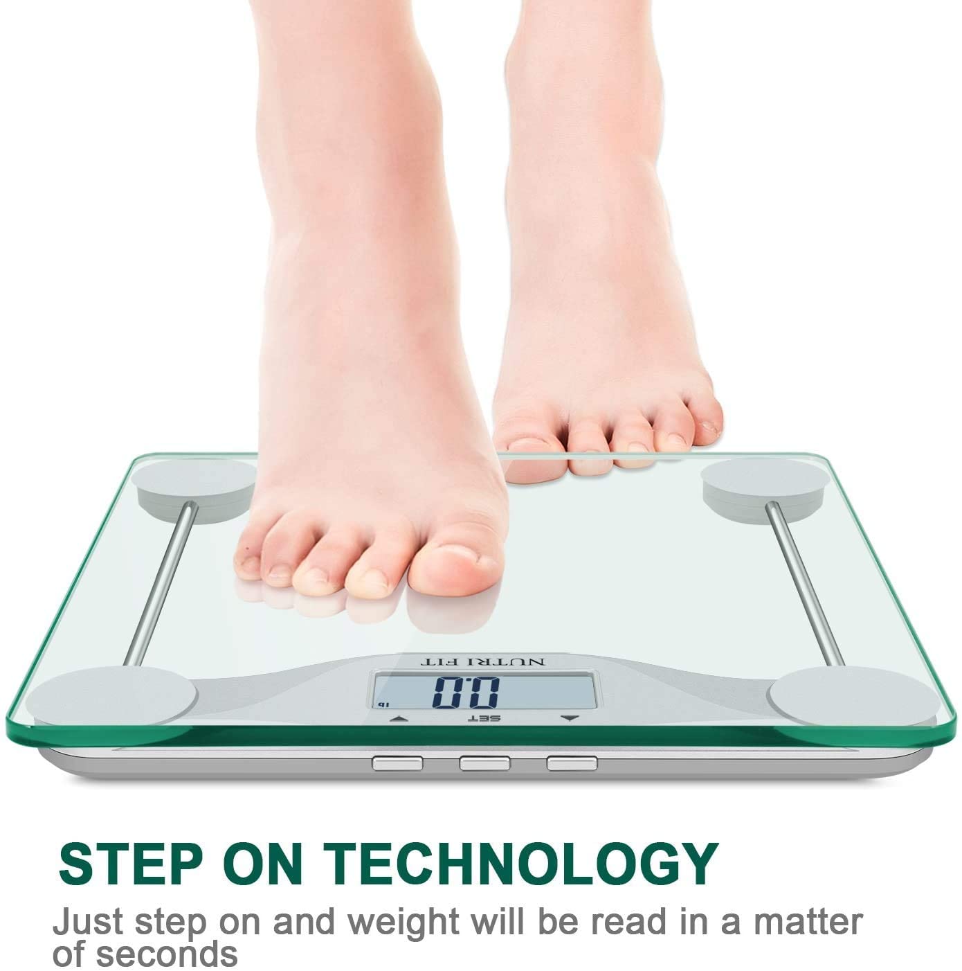 NUTRI FIT Digital Body Weight Scale, Large Backlight Display and Stepper Technology (BMIc