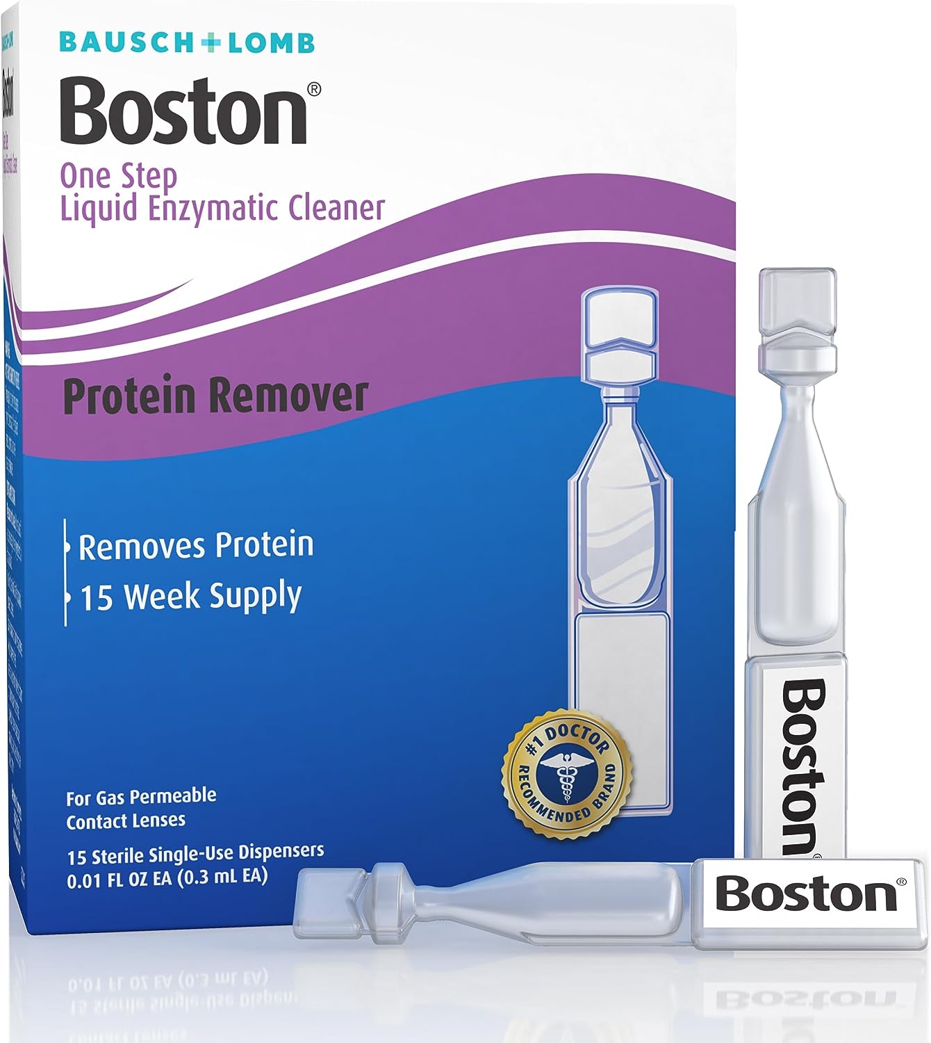 Bausch And Lomb Boston One Step Liquid Cleaner Protein Remover For Contact Lenses, 0.01 Fl Oz / 0.3mL