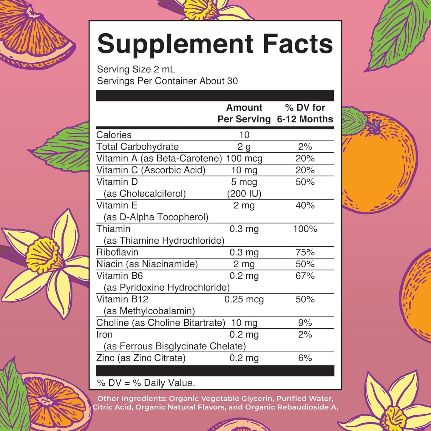 Mary Ruth's Organic with Iron Infant Multivitamin for Immune Support Orange Vanilla, 60 ml / 2 fl oz