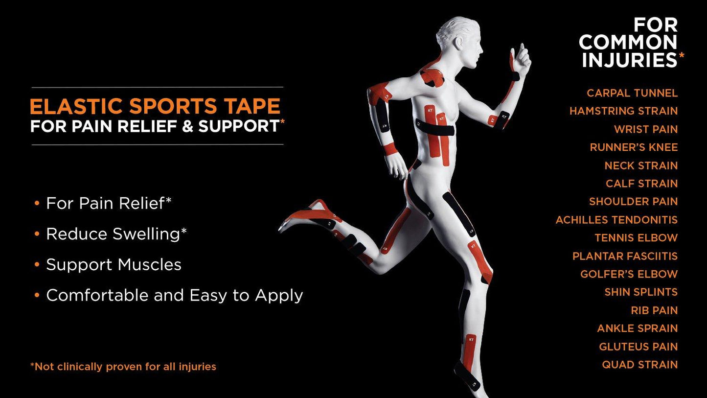 KT Tape Pro Kinesiology Therapeutic Sports Tape 20 Strips, 10" Precut (Jet Black)