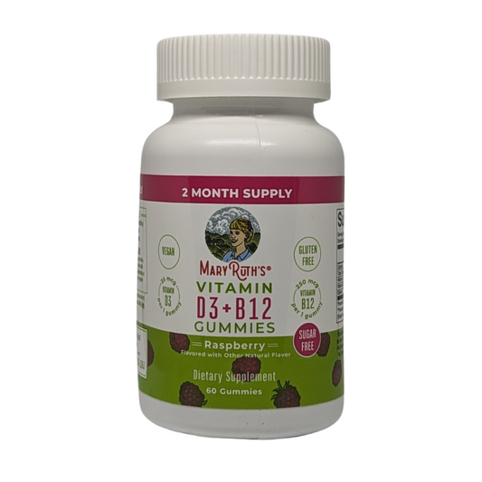 Mary Ruth's Vitamin D3 + B12 Gummies Raspberry, 60 Gummies
