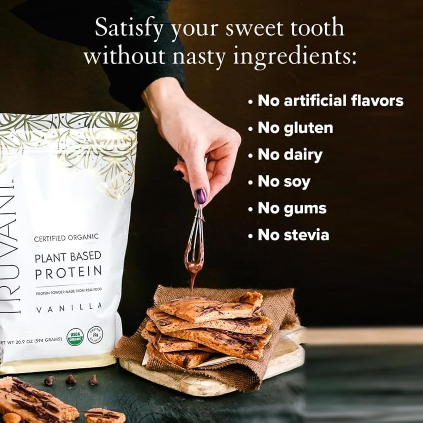 Truvani Organic Plant Based Protein Vanilla Flavor, 594 g / 20.95 oz