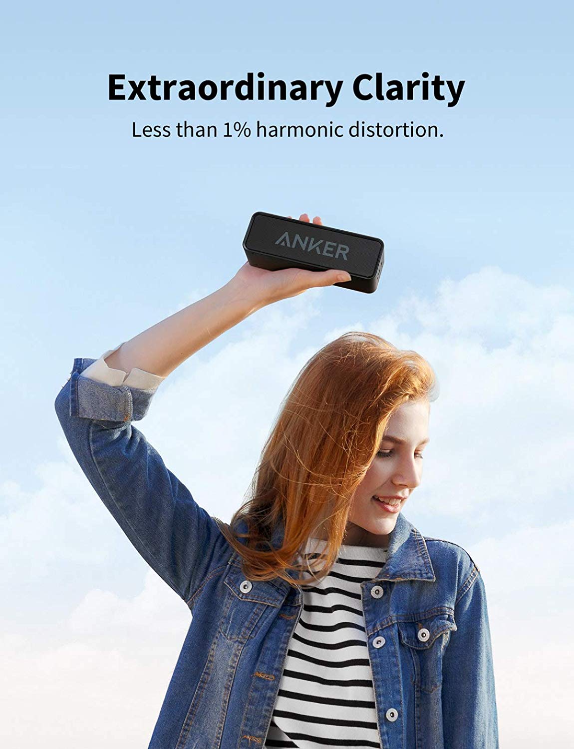 Anker Bluetooth Speaker SoundCore with Loud Stereo Sound, 24-Hour Playtime, 66 ft. Range