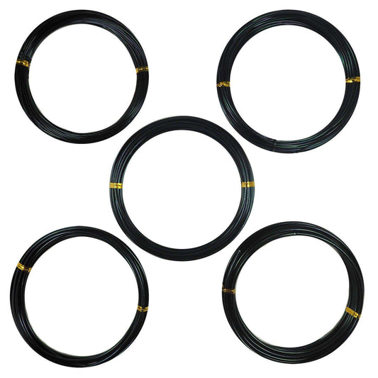 Anodized Aluminum Bonsai Training Wire 5-Size Starter Set (147 feet Total) (5 Sizes, Black)