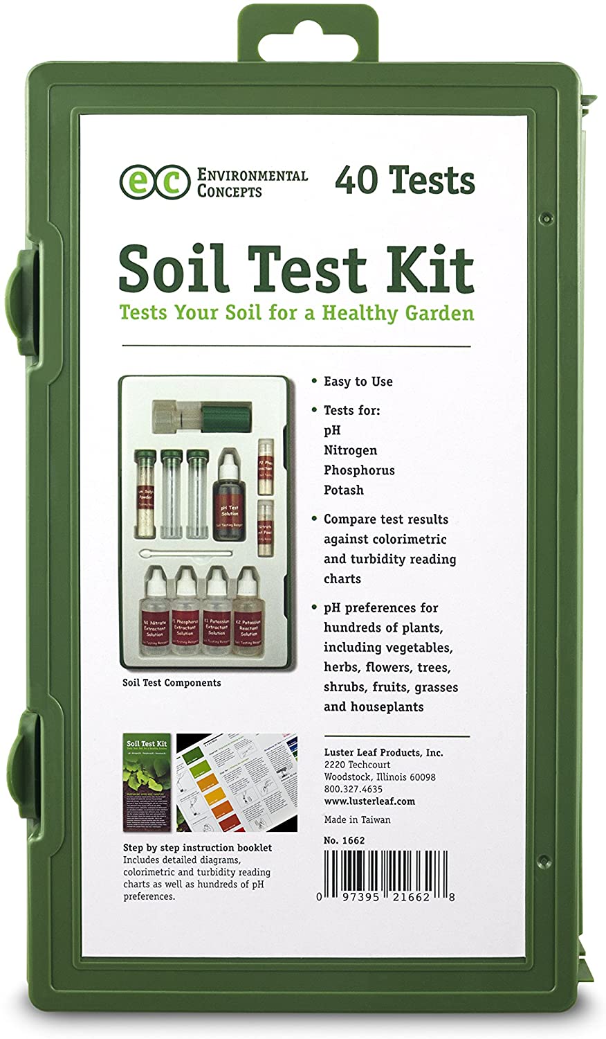 Luster Leaf 1662 Environmental Concepts Soil Test Kit for a Healthy Garden, 40 Tests