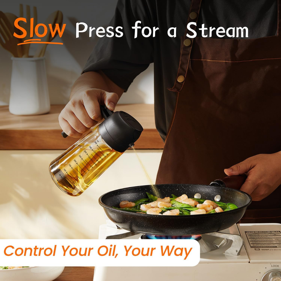TrendPlain Glass Olive Oil Dispenser and Sprayer, 470 ml / 16 oz