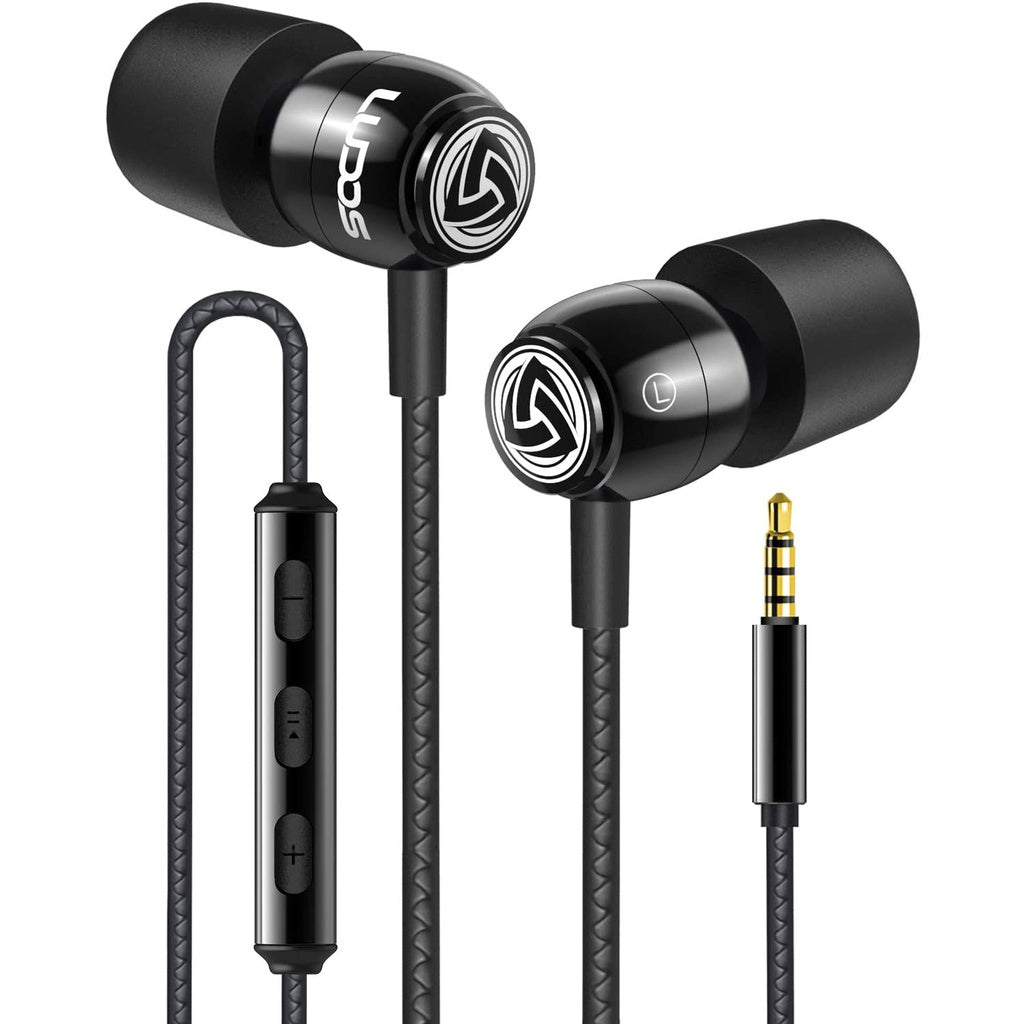 LUDOS Clamor Earbuds, Wired Headphones with Microphone and Ear Bud Tip Replacements, Universal