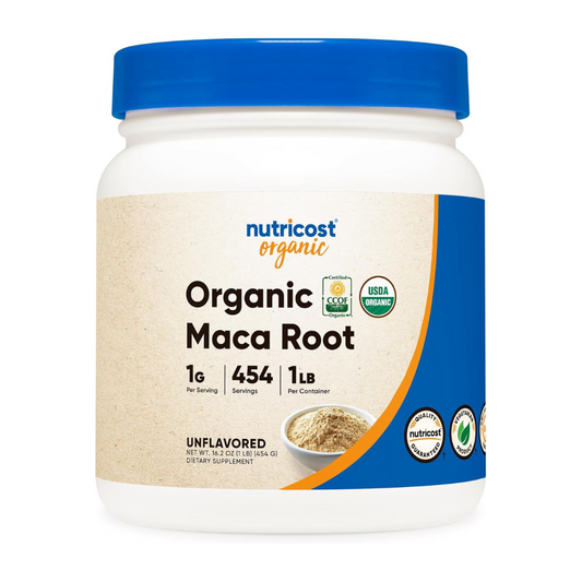 Nutricost Organic Maca Root Unflavored Powder Supplement 16.2 oz / 454g