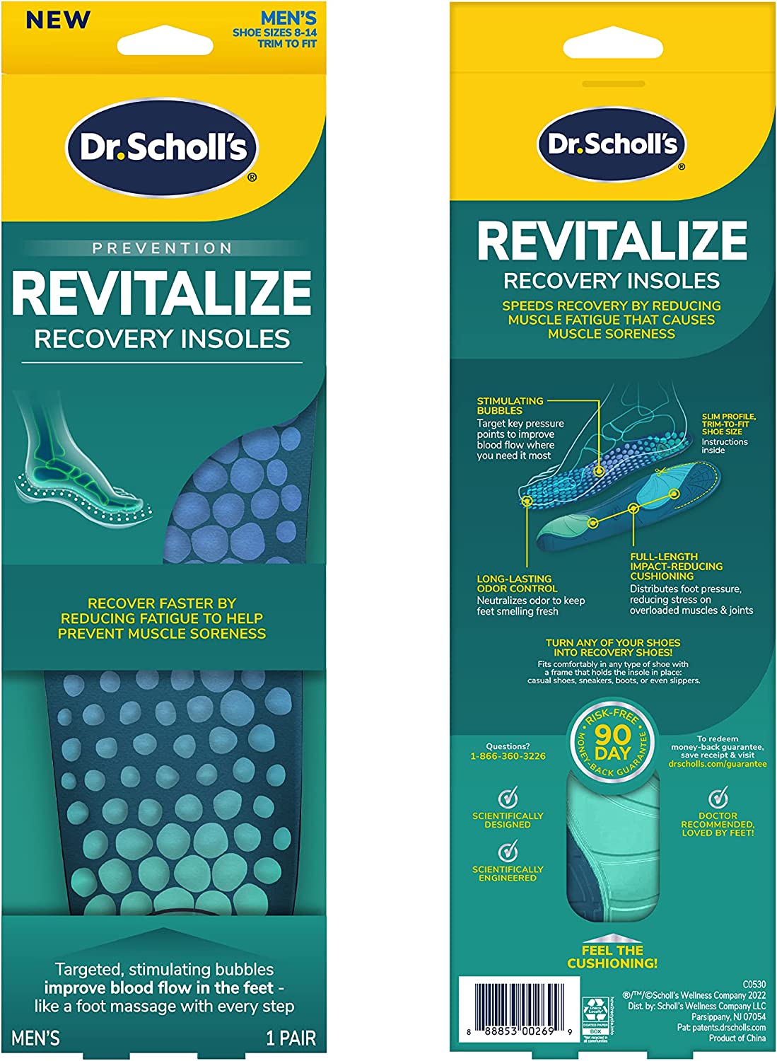 Dr. Scholl's Prevention Revitalize Recovery Insoles Recover Faster For Men Size 8-14 - 1 Pair