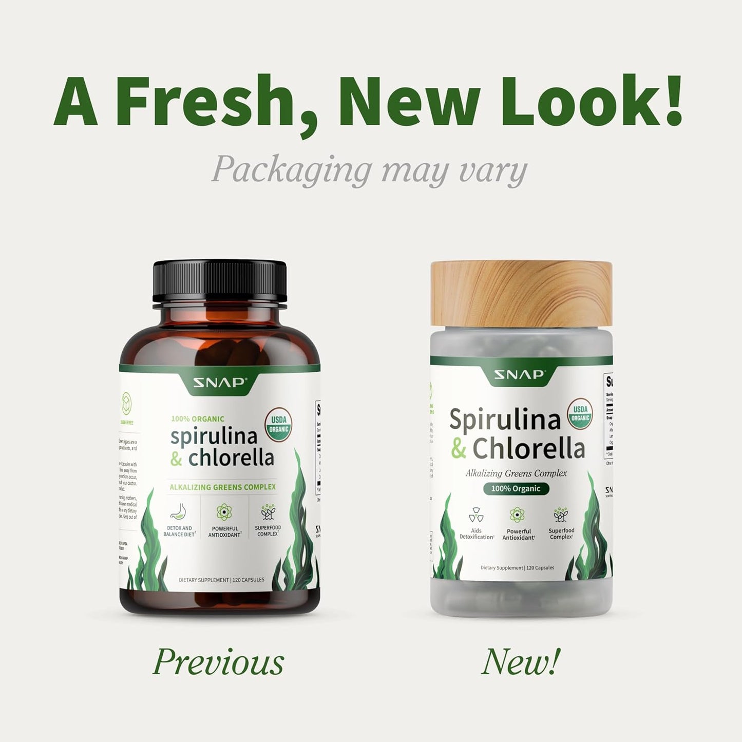 Snap Spirulina + Chlorella Alkalizing Greens Complex Dietary Supplement - 120 Capsules