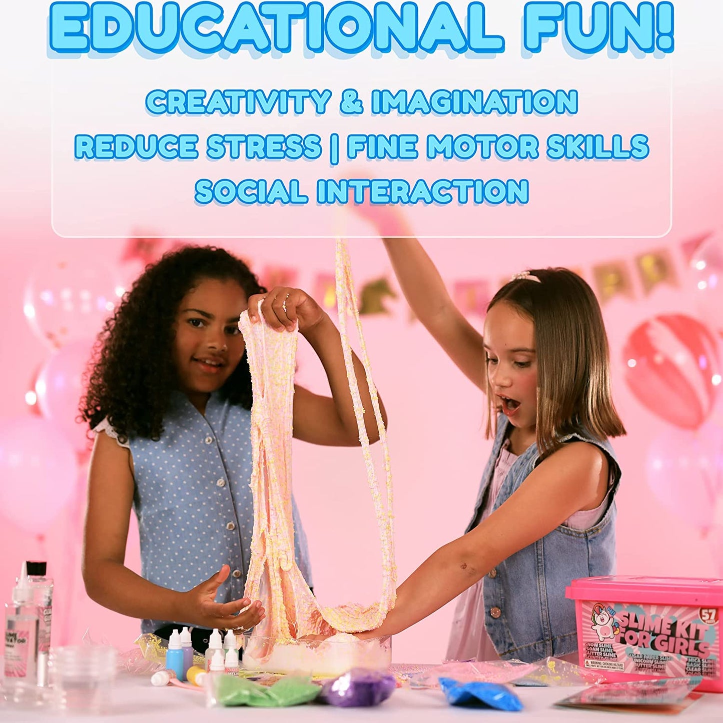 Laevo Unicorn Slime Kit for Girls, 57 Pieces (CLAY NOT INCLUDED)