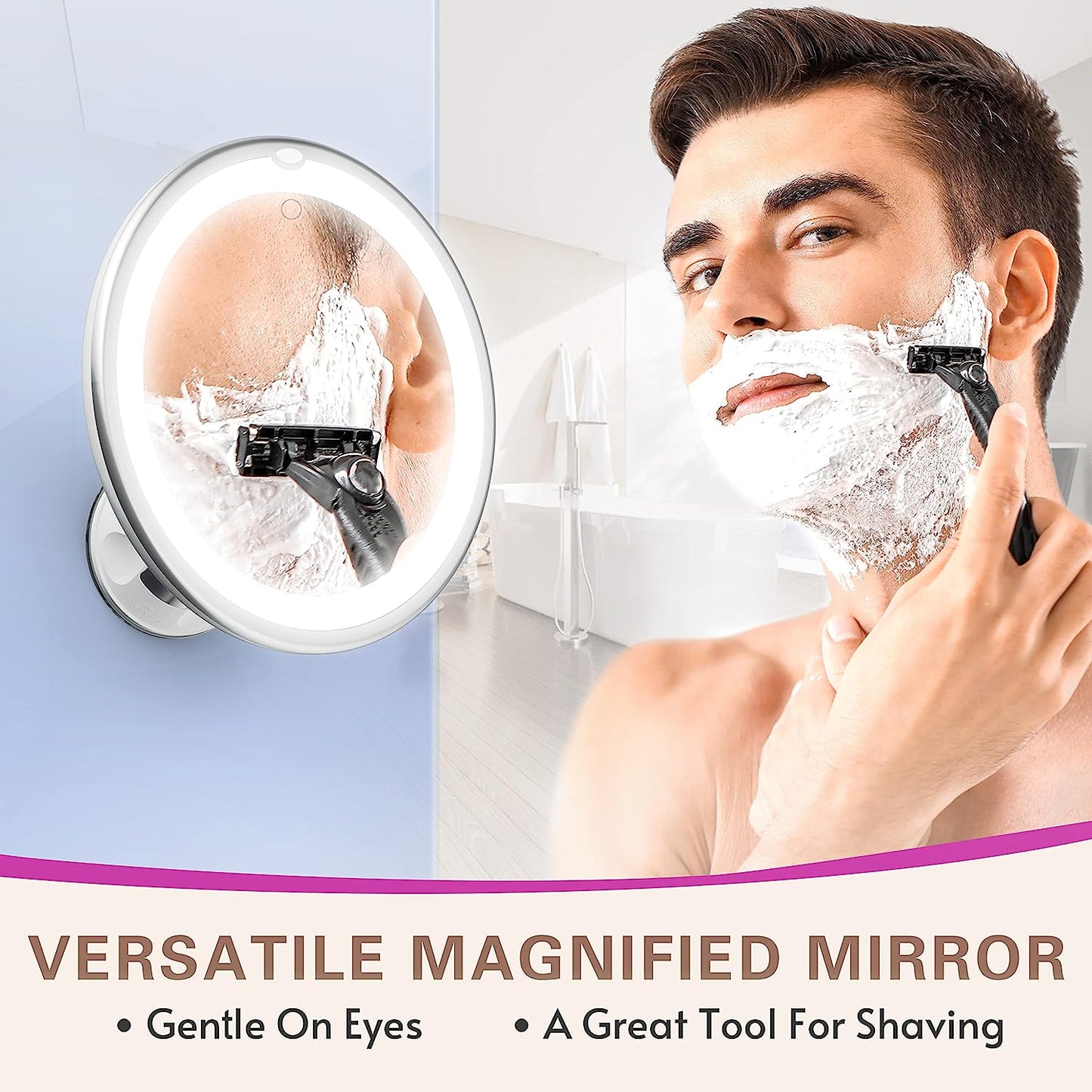 Magnifying Lighted Vanity Mirror with Suction by Honest Tools