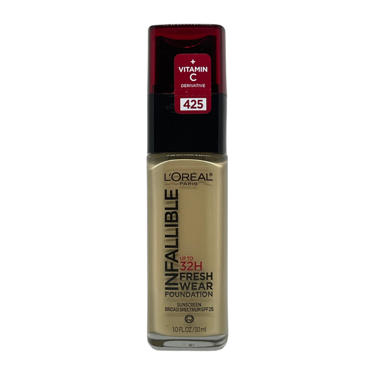 L'Oreal Paris Infallible 32H Fresh Wear Foundation SPF 25 Linen 425, 1 oz / 30 ml