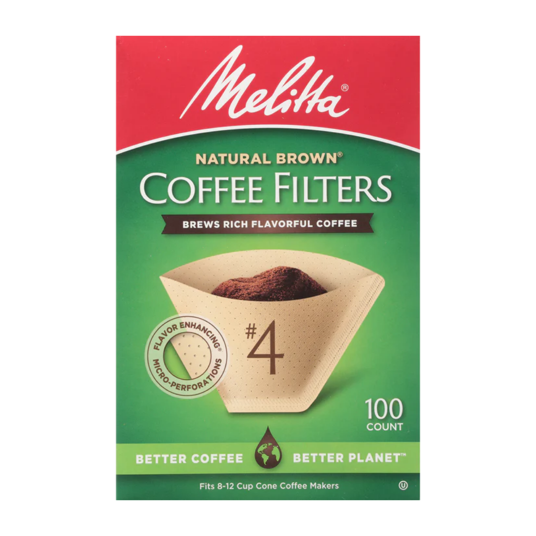 Melitta Super Premium #4 Coffee Filters, 100 Natural Brown Cone Filters (Fits all 8-12 Cup Cone Coffee Makers)