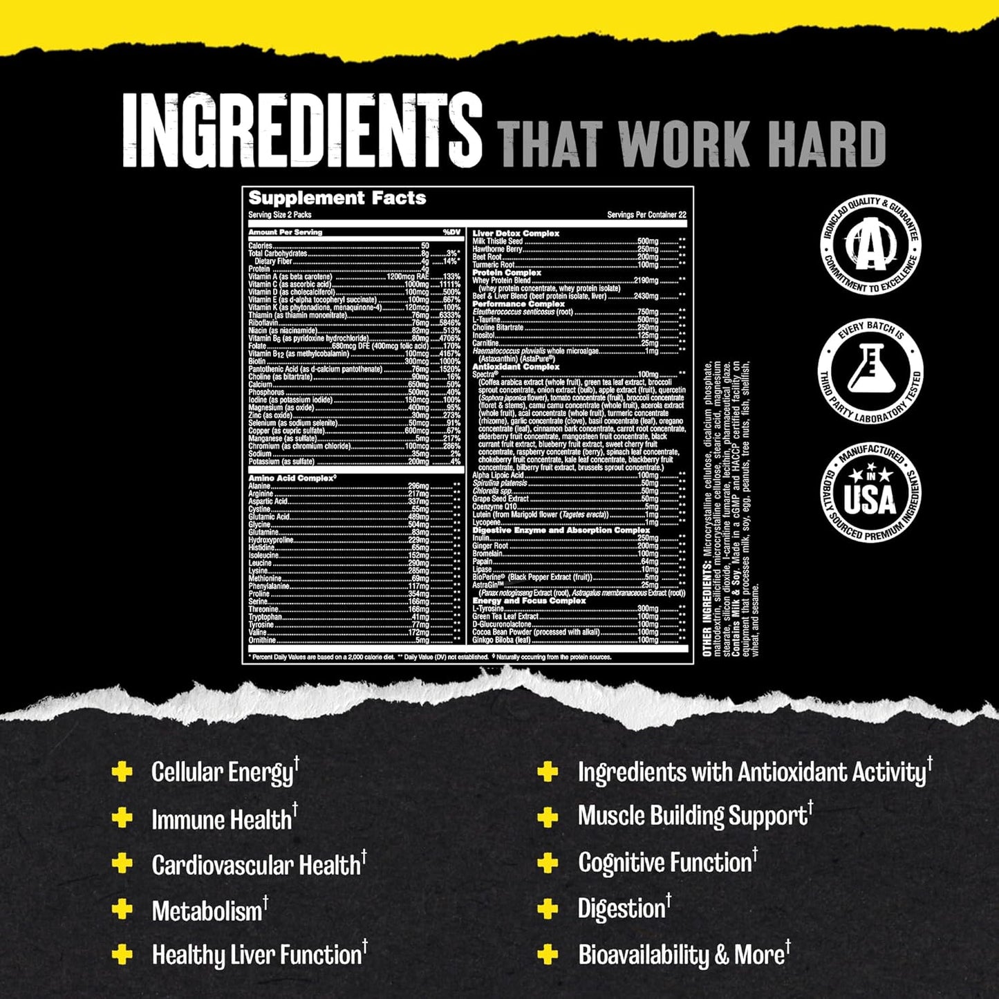 Animal Pak Ultimate Foundation Dietary Supplement Pill Packs, 44 packs