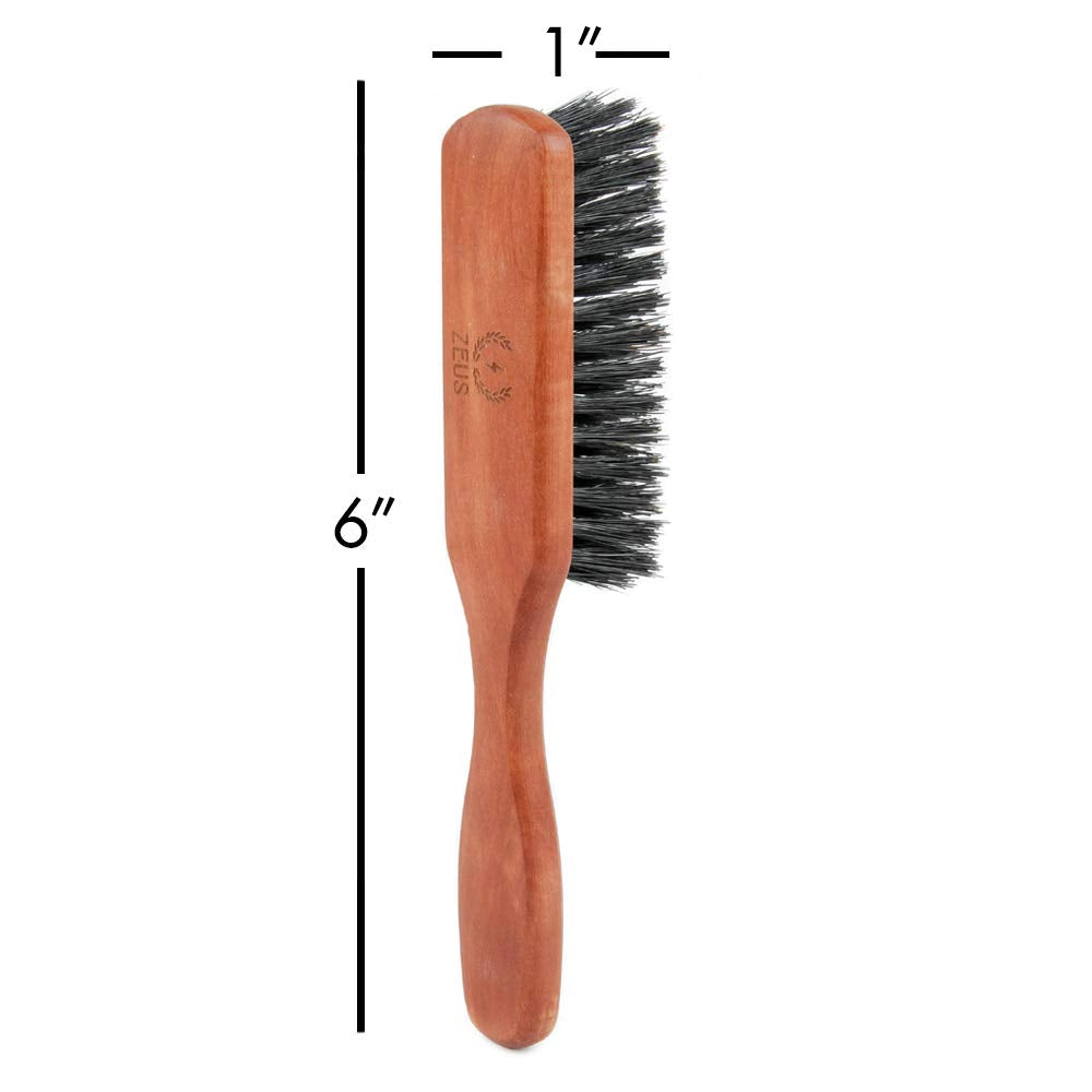 ZEUS Beard Brush with 100% Medium Firm Boar Bristles