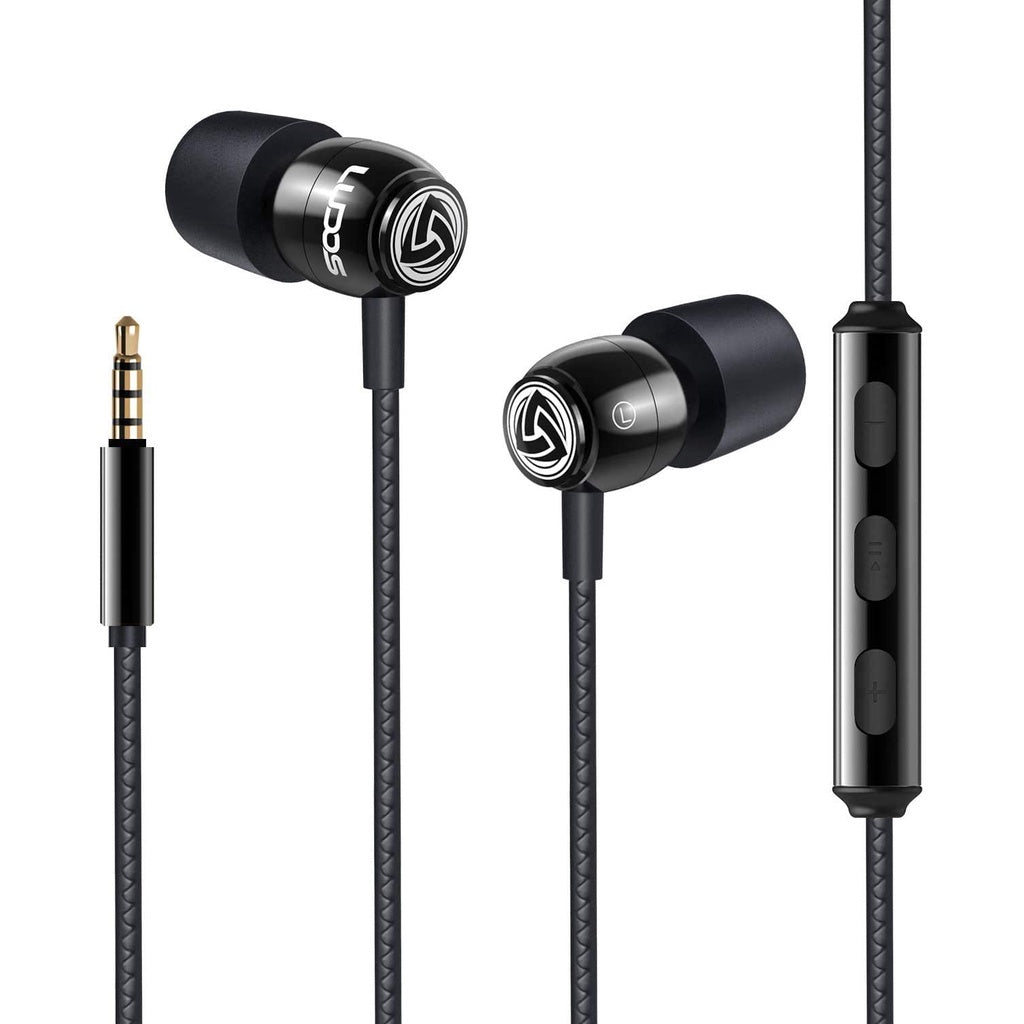 LUDOS Clamor Earbuds, Wired Headphones with Microphone and Ear Bud Tip Replacements, Universal