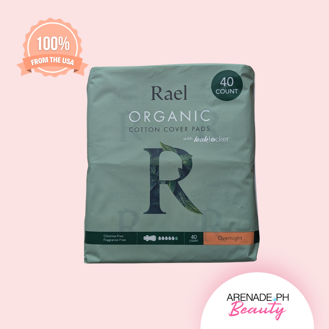 Rael Organic Cotton Cover Pads With Leak Locker Period Pads with Wings, Unscented, Overnight, 40 Pieces