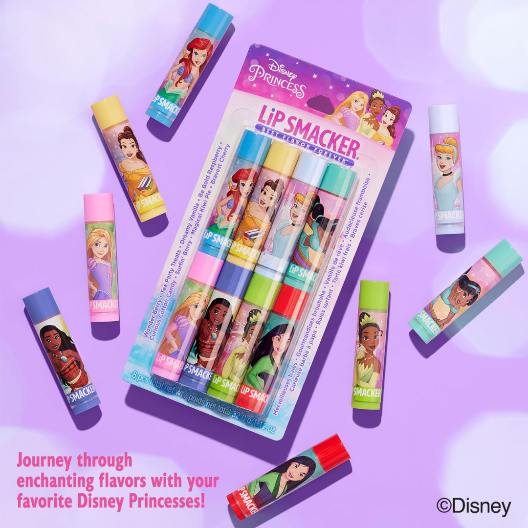 Lip Smacker Disney Princess Flavored Clear Lip Balm, 8 Count