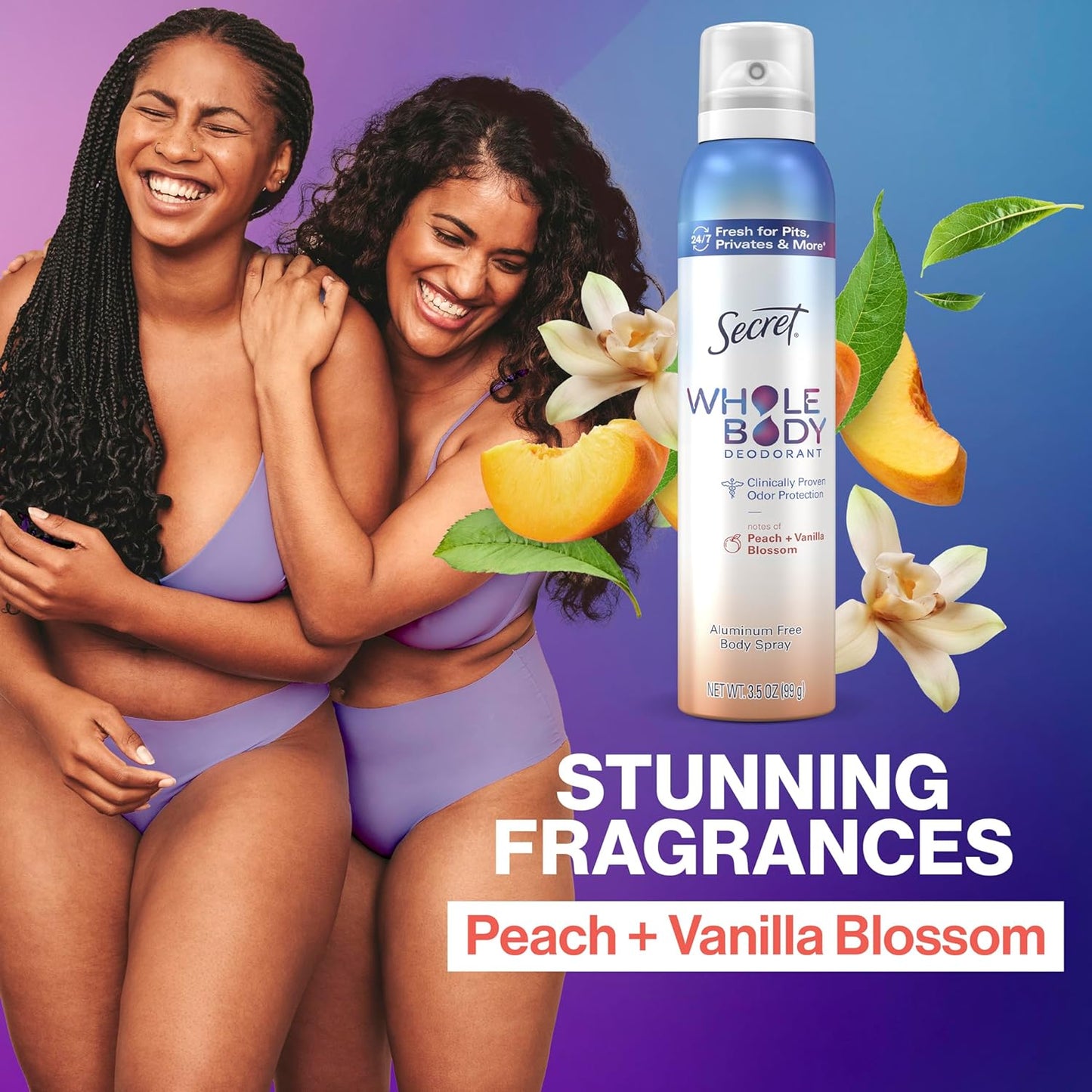 Secret Whole Body Deodorant Peach + Vanilla Blossom 3.5oz / 99g