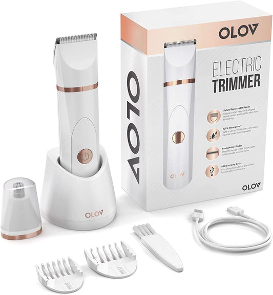 Olov Electric Trimmer Wet/Dry Body Shaver Groomer Blade Heads USB Recharge Hygiene Razor